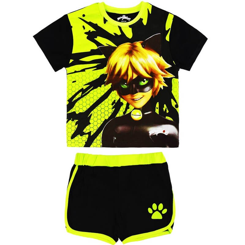 CAT NOIR Tshirt and short for children Cotton Licensed Sizefrom 86 to