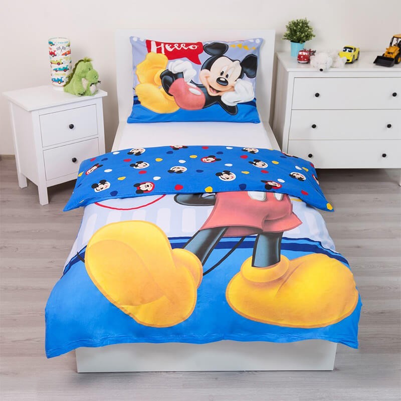 Mickey Mouse Bedding Set PURE COTTON Disney Single Bed Duvet Cover